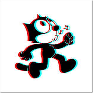 Retro 3D Glasses Style - Felix the Cat whistling Posters and Art